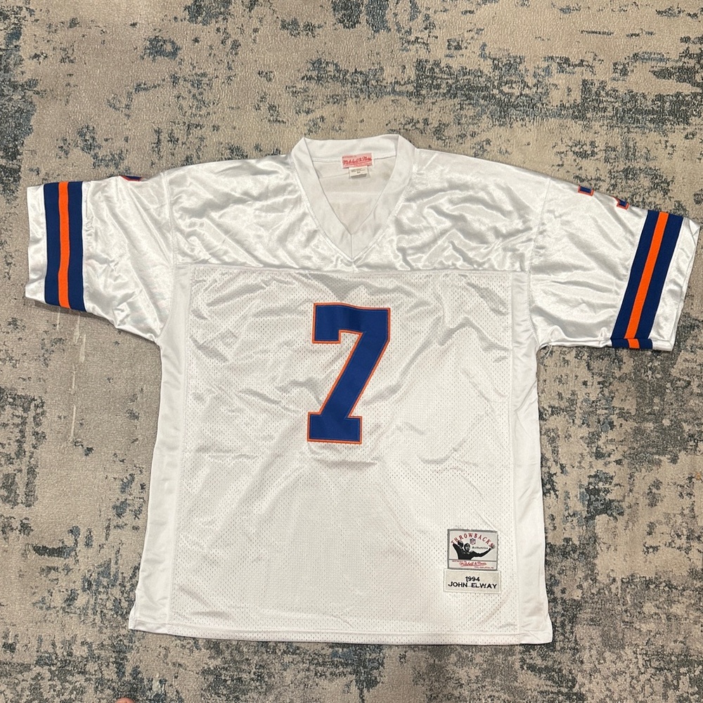 Vintage Denver Broncos Jersey - Mitchell & Ness White Throwback Jersey XXL